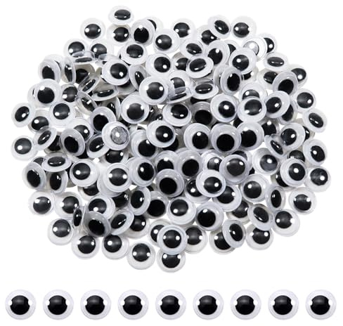 TOAOB 100 Piezas 10 mm Adhesivos Ojos Móviles Blanco Negro de Plástico Redondo Autoadhesivo Utilizados para Manualidades de Scrapbooking Accesorios