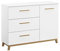 Rauch Möbel Carlsson Kommode in Weiß, Griffe/Füße Eiche Massiv, 1-türig mit 3 Schubladen inklusive Zubehörpaket Basic 2 Einlegeböden, BxHxT 116x89x42 cm