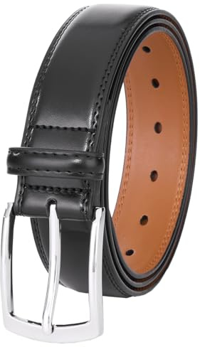 VRLEGEND Cintura Uomo Cinture per Abiti Vestito Elegante Lavoro Cinta Pelle 3.5CM,Regali da Uomo (110cm, Nero)