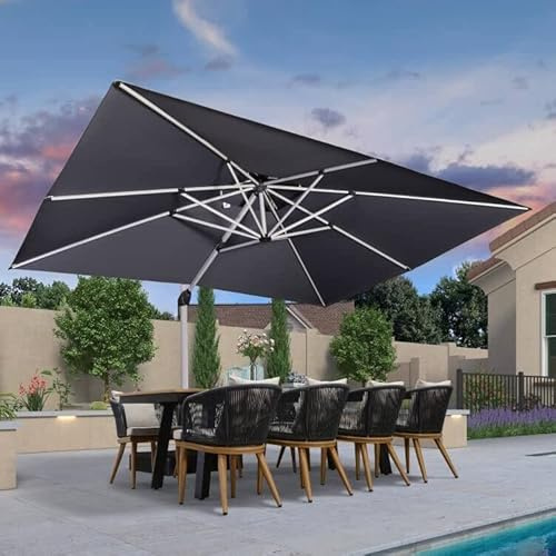 PURPLE LEAF Parasol Déporte 3 x 4 m Rectangulaire, Parasol De Jardin Extérieur Toit à Double Rotatif 360°, Armature de Parapluie en Aluminium, Avec Protection Solaire UPF50+, Pour Terrasses, Gris