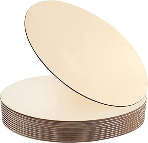 SENENQU 20 Piezas Rodajas de Madera y Discos de Madera Redondos de 25 cm, 3 mm, Círculos Grandes para Manualidades, Pintura, Carteles, Bodas y Decoración
