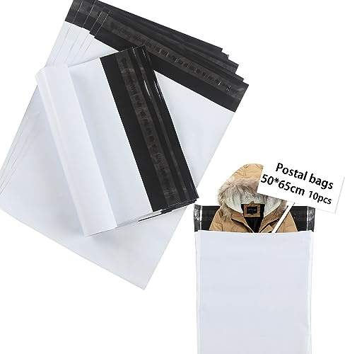 huruirui Bolsas para Envíos de Plástico 50x65cm Paquetes para Enviosde Blanco Polietilen Bolsas Envios Paquetes Ropa Impermeable Opacas Autoadhesivo Sobres para Envios para Correo Bolsas 10pcs