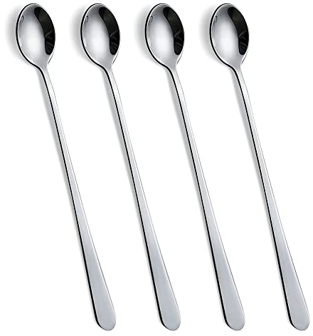 AOOSY Latte Spoons,Stainless Steel Coffee Spoons Tea Spoon Set of 4 Long Handle Spoons Ideal for Latte Coffee, Espresso, Hot Chocolate, Hot Drinks, Dessert & Ice Cream Sundae - 9inch