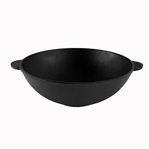 4BIG.fun Padella wok da 3,7 l, in ghisa, ø 28 cm, per cottura a induzione, per cottura a induzione