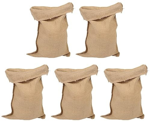 Angoily 5pezzi Borse Juta Per Stoccaggio e Trasporto Da Sacchi Resistenti Per Patate Riso e Verdure Per Uso Multifunzionale e Antiallagamento