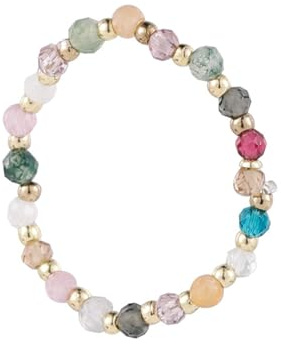 Bague Bohème en Cristal - Empilable - Perle de Pierres Précieuses - Perle Arc-en-Ciel - Fabriquée à la Main - Cadeau pour Femmes et Filles, Métal