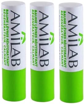 Merck | Amilab Cura delle labbra | Lenisce, nutre, ripara e protegge | protegge dalle aggressioni esterne | Accelera la guarigione | Ammorbidisce le labbra secche | Set di 2 x 3 stick