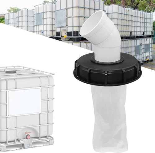 TGKYK IBC Deckelfilter, 165mm IBC Deckelfilter Regenwasserfilter Deckel mit Filter Waschbar, IBC Filterdeckelmit Bogen DN 75 45°, IBC Tank Zubehör, IBC Tank Filter für IBC Regenwassertank Container