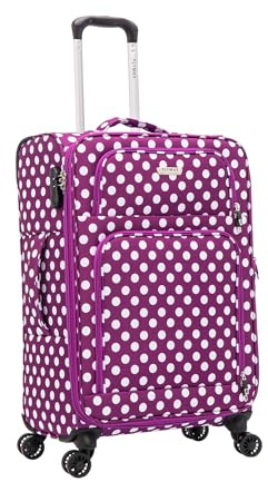 24 Medium Super Lightweight 4 Wheel Suitcase Luggage Expandable with Wheels 3Kg 69L Capacity Check in Purple