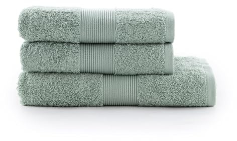 Jalla, Juego de Toallas de baño, 1 + 1, 100% algodón, 430 g/m², 50 x 100 cm, Menta