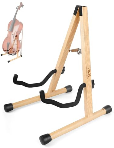 Soporte para violonchelo con soporte para arco, soporte de madera en forma de A, soporte de suelo con espuma acolchada, apto para 1/2, 3/4, 7/8, 4/4 tamaño completo, soporte para celdas para casa y