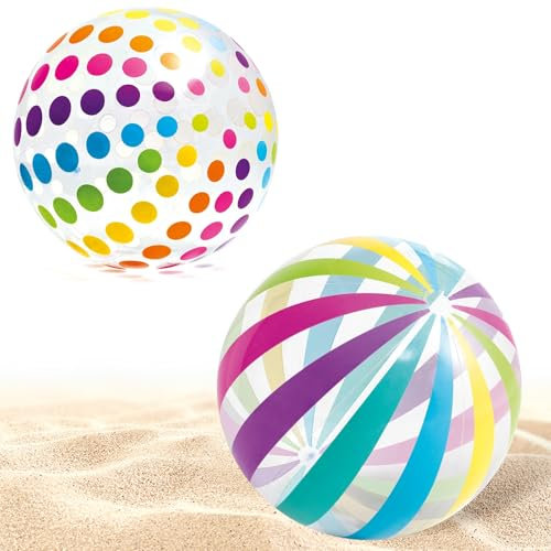 FULHANY2 StüCk Beachball - Wasserball Aufblasbar - 53 cm Farbige Punktewasserball - Aufblasbare SpielzeugbäLle FüR Hawaiianische Partys, Strandpartys Und SchwimmbäDer
