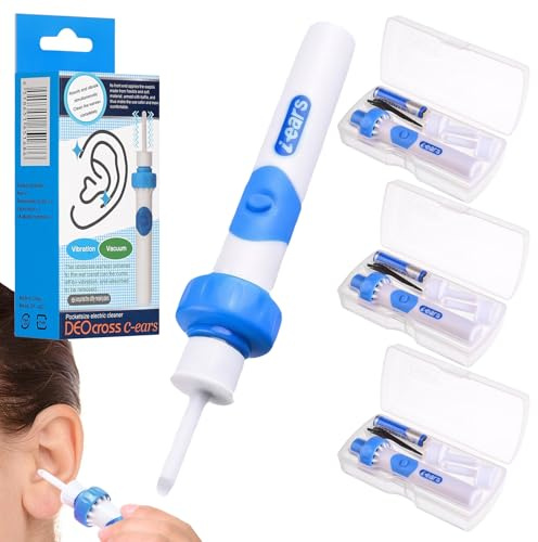 3 PCS Ear Wax Remover, Ear Wax Suction Remover Reusable Comfortable and Safe Gentle and Strong Suitable for Men and Women Children the Elderly and Adults (Blue White)