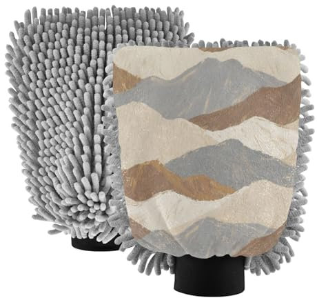 I guanti di lavaggio del guanto guanto da lavaggio del guanto di lavaggio del guanto di lavaggio di Microfiber di Microfiber dei guanti di lavaggio dell'automobile della montagna-marrone grigi