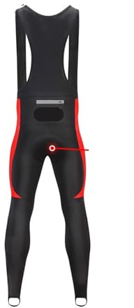 MWAHJU Pantalones con Tirantes de Ciclismo Lana térmica for Invierno, Mallas Cremallera for Bicicleta montaña, Pantalones Largos Acolchados for para Hombre(Red with Padded,2XL)