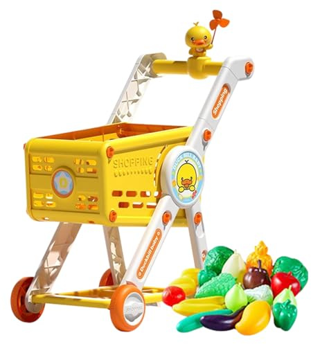 Carrello Della Spesa Per Bambini 1-3 - Carrello Giocattolo Con Cibo Finto Per Prima Infanzia,Cucina Gioco Interattivo per Bambini Scuola Materna