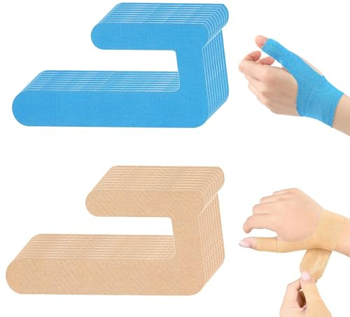 20 Pcs Kinesiotape Precortadas Para La Muñeca, kinesio tape, Cinta Kinesiologica Hipoalergénica e Impermeable, Cintas Kinesiologicas Para Aliviar El Dolor Muscular de La Muñeca, Tono de piel + Azul