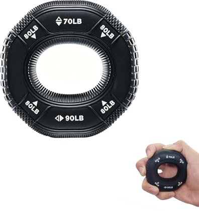 Anneau de Préhension 3 Niveaux 70/80/90LB, Renforceur de Main et Avant-Bras en Silicone, Grip Trainer Octogonal pour Musculation, Escalade, Fitness, Rééducation Main, Noir