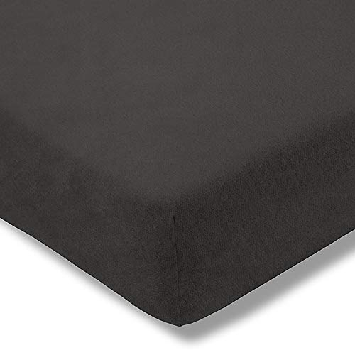 ESTELLA Spannbetttuch Samt Velours | Schiefer | Frottee | 150x200 cm | passend für Matratzen 140-160 cm (Breite) x 200 cm (Länge) | trocknerfest und bügelfrei | 80% Baumwolle 20% Polyester