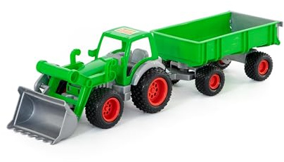 Wader Farmer Technic Traktor mit Frontlader und 2-Achs-Anhänger grün