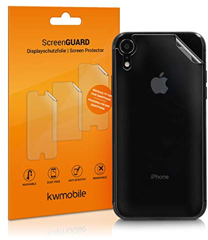 kwmobile 3X Schutzfolie Rückseite kompatibel mit Apple iPhone XR - Folie Backcover Smartphone - Handyfolie transparent