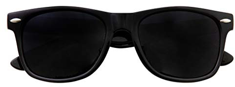 grinderPUNCH Super Dark Black Lens Herren Sonnenbrille Retro Classic 80er Stilvolle Trendy Shades (Schwarz)