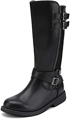 DREAM PAIRS Kids Stivali al Ginocchio Moda Equitazione con Zip Laterale per Ragazze Polacchini Comodi Stivaletti Bambina,Size 30,Nero,LUCKID-03