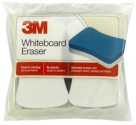 3M Whiteboard Eraser for Whiteboards, 2/Pack, White/Blue (581-WBE), 24 PACK