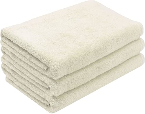 ZOLLNER 3er Set Duschtücher in 70x140 cm - besonders weiche und saugstarke Handtücher in beige - mit praktischem Aufhänger - waschbar bis 95°C - Baumwolle - Hotelqualität