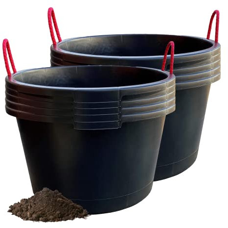 10 STK. 65 Liter Mörtelkübel, Baueimer, Eimer, Zementeimer, Tuppe kranbar in schwarz mit extrem stabilen Traglaschen
