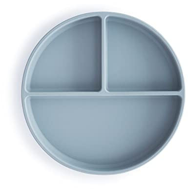 mushie Kinder Teller Geteilte mit Rutschfestes Saugnapf | Silikon geschirr für Baby & Kleinkinder | BPA-frei | Spülmaschinenfest | Sichere, Hochwertige & Langlebige Erstausstattung | Powder Blue