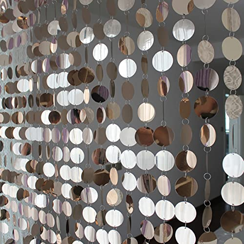 ECYC Ltd Sparkle Sequin Beaded Curtain Door String Curtains, PVC Sequin Bead Doorway Curtain Door Window Decor Room Divider Blind for Home Festivals Wedding Party Decorations (5 Strips, Champagne)