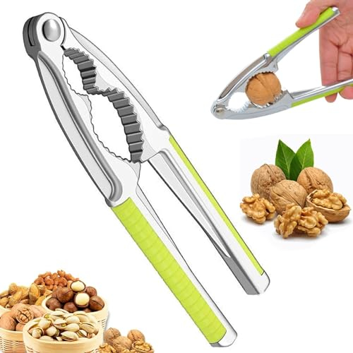 GUIANLOU Schiaccianoci,Schiaccianoci Antiscivolo,Acciaio Inox Schiaccianoci,Cracker Sheller,Schiaccianoci Clip con Manico in Silicone per Noci, Mandorle, Nocciole, Frutti di Mare