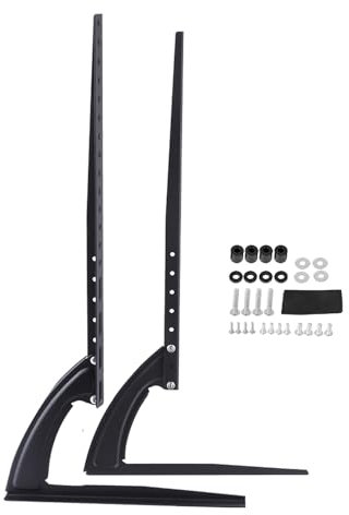 Support en Acier Métallique Noir pour Téléviseur à écran Plat LCD LED, Système à Deux Pieds, Hauteur Réglable, Base Triangulaire Intérieure (32-70)