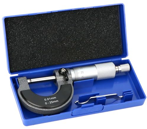 QWORK® Micrómetro exterior, micrómetro, medición de alta precisión 0-25 mm, resolución de 0,01 mm