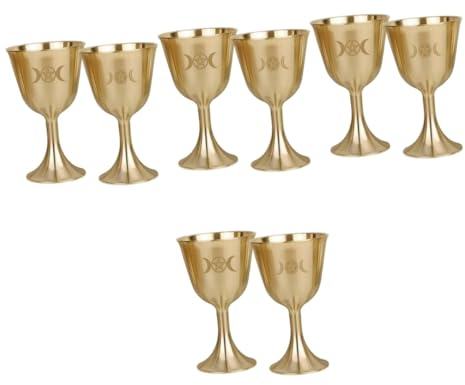 Cabilock 8 Pièces Gobelet En Cuivre Coupe De Vin Exquis Garniture De Boisson Tasse De Bouddhisme Décorative Coupe Sacrée Décorative Verres Isolants Calice En or Produits Menagers Boissons