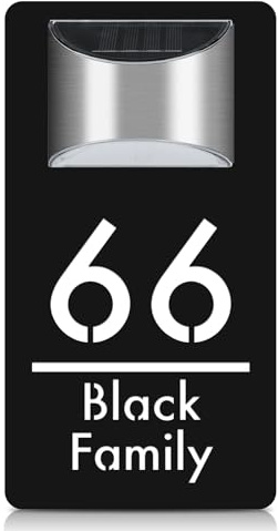 Plaque de porte solaire moderne personnalisée avec numéros de maison pour l'extérieur - Éclairage LED 3D - Numéros de maison - Plaque numéro d'appartement - Panneau d'adresse lumineux à l'énergie