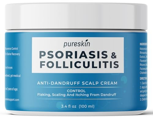 PURESKIN Psoriasis Scalp Treatment Cream - Extra Strength Relief for Scalp Psoriasis, Folliculitis, Dandruff - Stops Itching, Flaking & Redness – Cooling Mint Formula, Non-Greasy, 3.4 oz