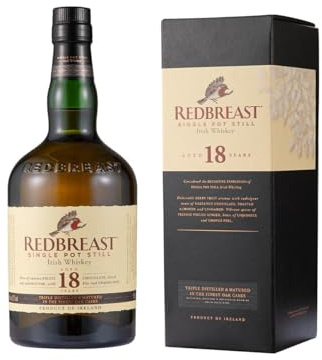 Redbreast 18 Year Old Single Pot Still Irish Whiskey with Gift Box, 70cl, 46% ABV – Sherry & Port Cask Matured with Berry Fruits, Hazelnut Chocolate and a Long Rich Finish, Irish Whiskey