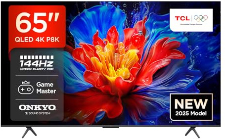 TCL 65P8K-UK 65 4K 144Hz Gaming QLED Onkyo 2.1 Dolby Atmos Google TV with Dolby Vision & HDR 10+