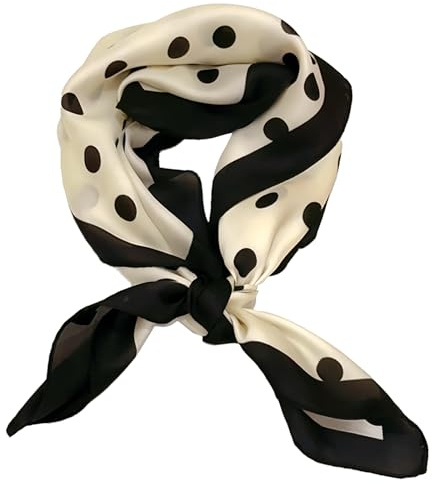 MUNSKT Bufanda de seda de satén, 70 x 70 cm, pañuelo de diseño, para deporte, bufanda para mujer, bufanda cuadrada de satén, negro y blanco, Talla única