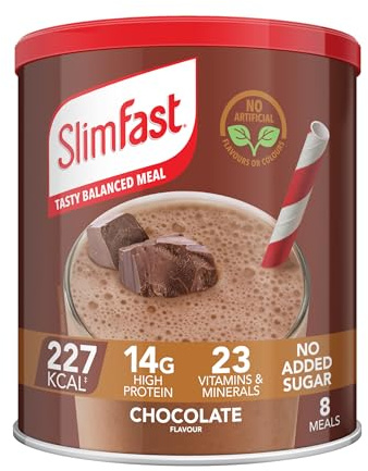 SlimFast • Meal Replacement Powder • Chocolate Flavour • 300g (8 Meals) | Chocolate flavour shake mix • high protein meal replacement • low calorie diet plan • easy to prepare • weight control