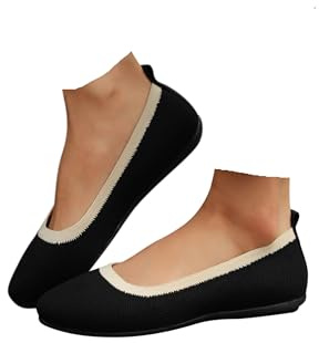 Ballerines orthopédiques pour femme – Soutien de la voûte plantaire à bout rond à enfiler avec talon rembourré, chaussures respirantes et confortables à large largeur, chaussures d'été décontractées