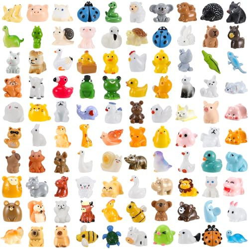 100 Pcs Mini Resin Animals, 100 Styles Tiny Resin Small Resin Animals