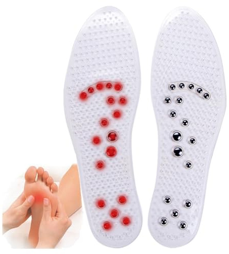 Acupressure Magnetic Massage Insoles, Magnetic Therapy Slimming Insoles for Weight Loss,Acupressure Therapy Shoe Inserts for Heel Pain,Cut-to-Fit Arch Support for Men/WOM (Color:Transparent)