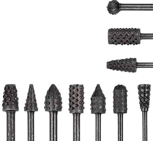 Set di raspe rotanti con gambo da 3 mm, in acciaio al carbonio, per la lavorazione del legno morbido, modellatura del legno, plastica, smerigliatura compatibile con Dremel, accessori per strumenti per