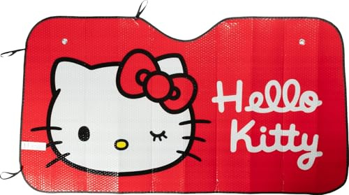 Parasol Delantero Tataway Hello Kitty de 130 x 70 cm, Protector de Parabrisas contra el Sol y el Calor, Accesorio de Coche con gráficos en Colores