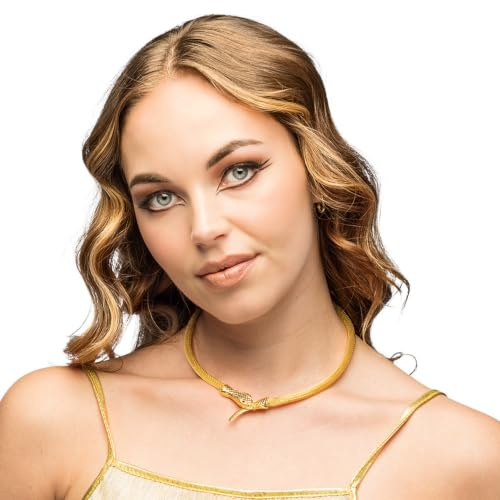 Boland 64330 – Halsband Nilens orm 1 st, en storlek, gyllene kedja med röd strass, modesmycke, egypten, Cleopatra, tillbehör, utklädnad, kostym, karneval, temafest