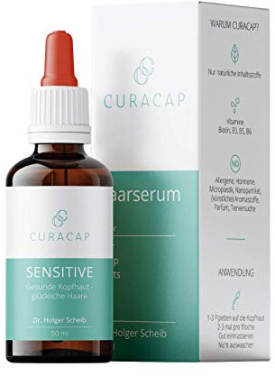 CuraCap Sensitive - Sérum para cuero cabelludo para picor y tensión, sin perfume ni alcohol, con biotina y vitaminas B, para cuero cabelludo sensible, 50 ml