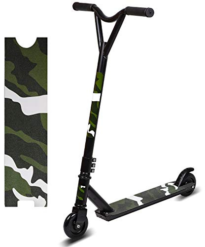 Stunt Scooter Pro Spin Street Scooter, Trick Jump Push Kick Scooter for Age 8+, ABEC-9 Bearings Trick Edition (black)